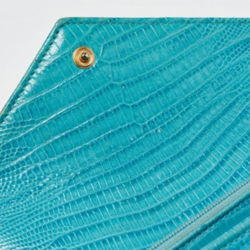 Donna Portafoglio continentale Trifold di Etro in tela Coates e pelle di lucertola blu con motivo Paisley in vendita