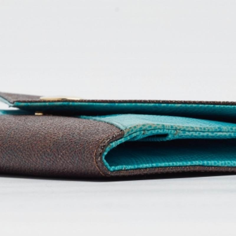 Portafoglio continentale Trifold di Etro in tela Coates e pelle di lucertola blu con motivo Paisley in vendita 6