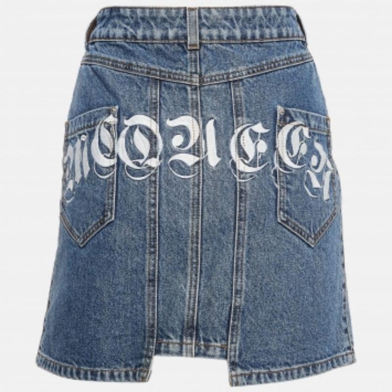 Alexander McQueen - Minijupe en denim brodé - Bleu S Pour femmes en vente
