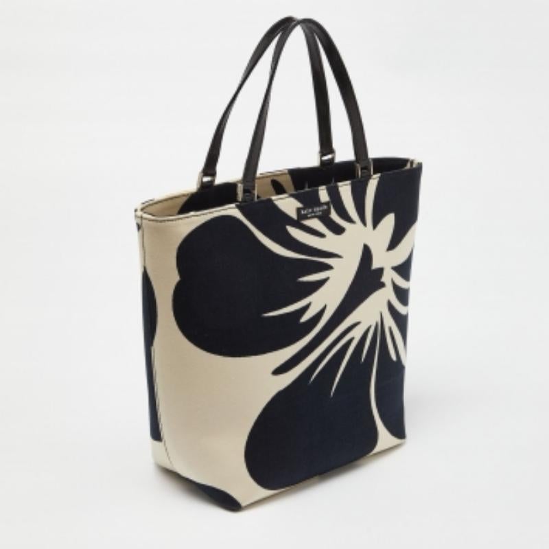 Kate Spade Tote in tela stampata con ibisco nero/bianco in vendita 7