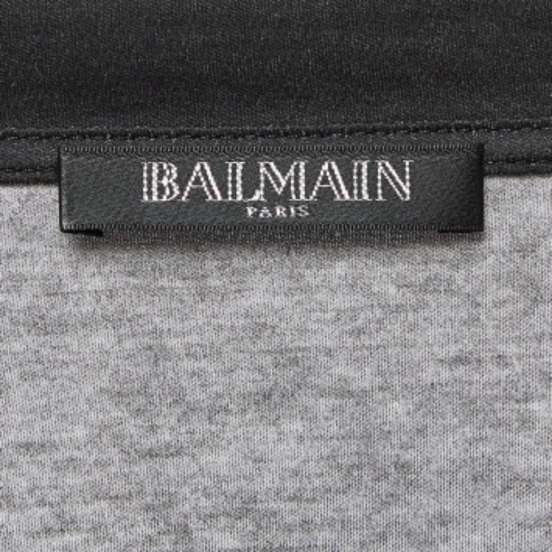 Nero Balmain - Maglietta nera in jersey di cotone stampato M. T. I. in vendita