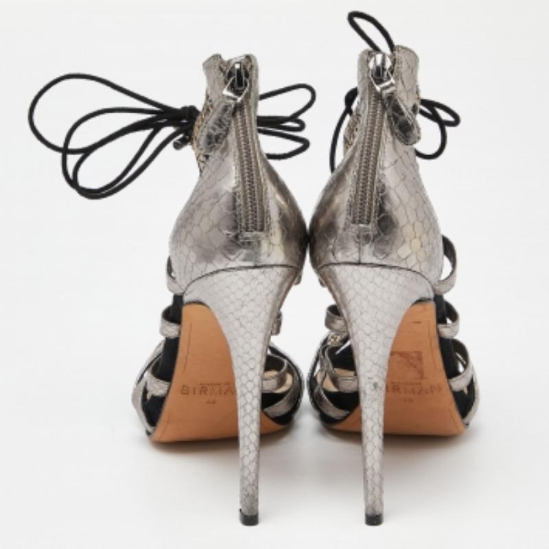 Alexandre Birman - Sandales à brides en cuir embossé python - Taille 40 en vente 1