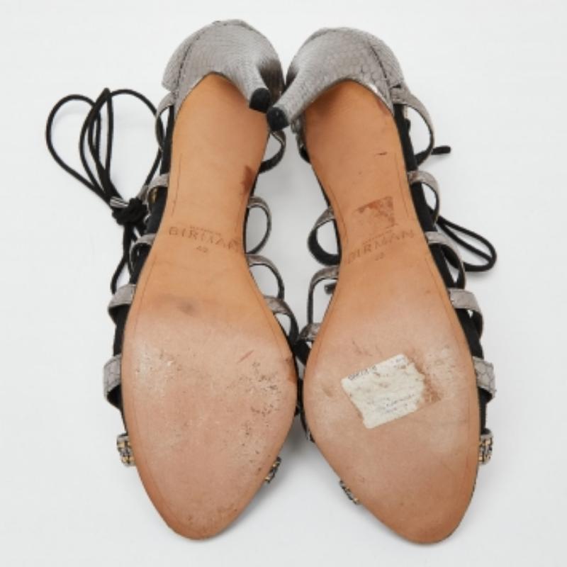 Alexandre Birman - Sandales à brides en cuir embossé python - Taille 40 en vente 2