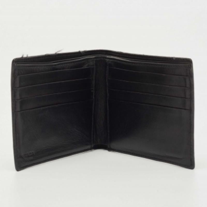 Portefeuille bifold en lézard noir de Prada en vente 1