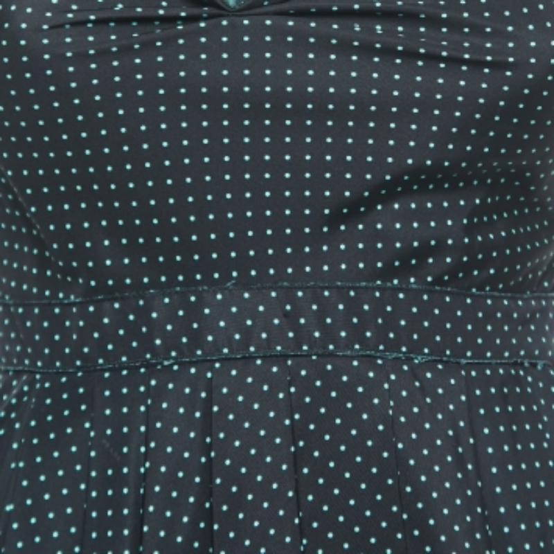 Prada Polka Dot Seide Drapiert Ärmelloses Kurzes Kleid S Damen im Angebot