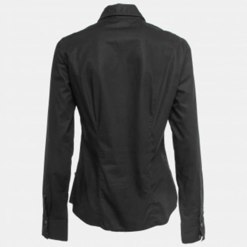 Just Cavalli Camisa Bordada Logotipo Cresta Algodón Negro M en venta 2