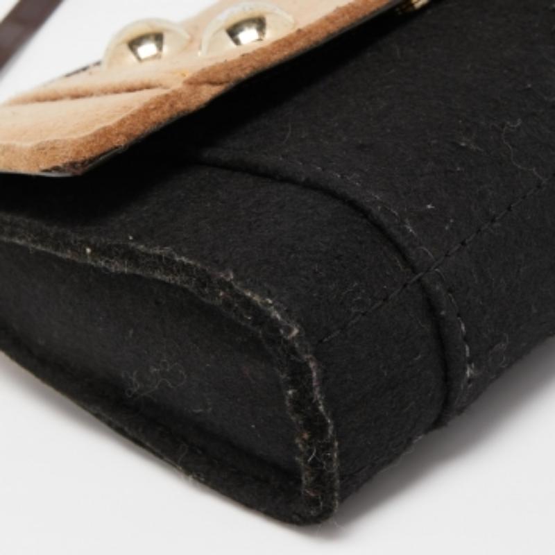 Donna Kate Spade Borsa a tracolla Beantown Lene in lana e pelle verniciata nero/beige in vendita