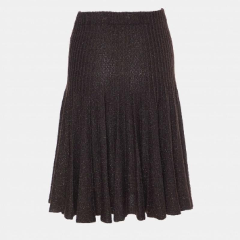 Donna Etro - Gonna midi in lana e lurex marrone S in vendita