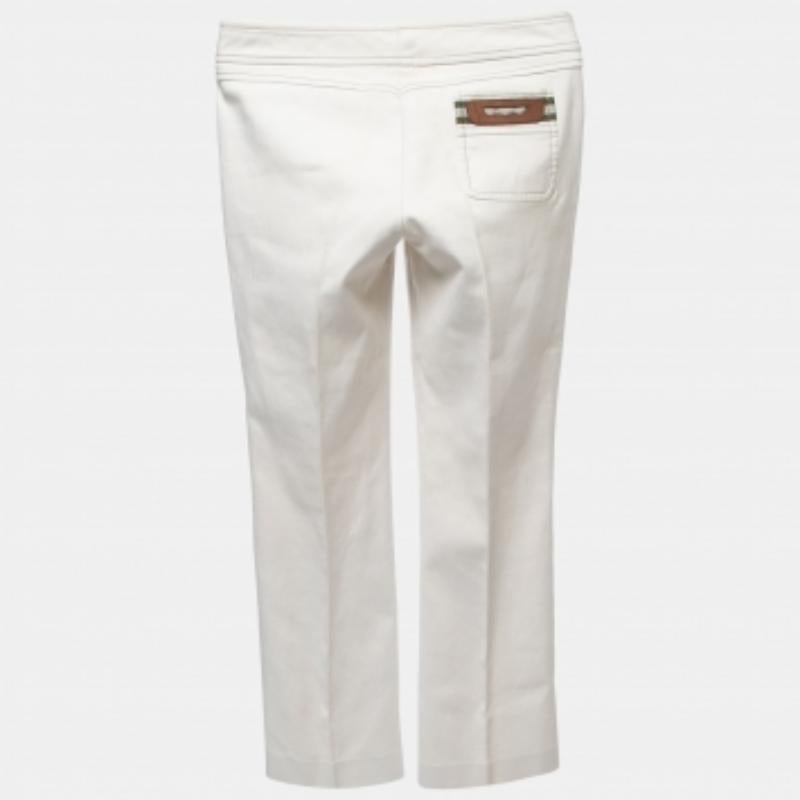 De las mujeres Gucci Pantalones de algodón blanco roto S en venta