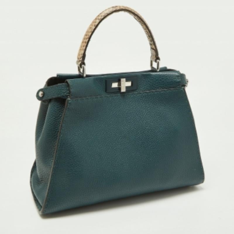 Fendi Greene & Greene Greene & Python Medium Peekaboo Top Handle Bag in vendita 4