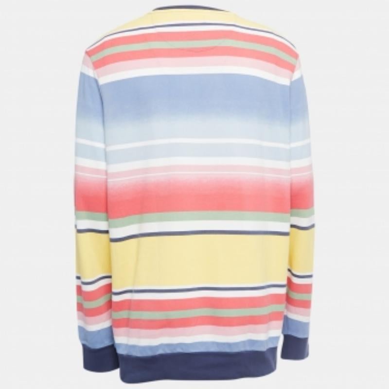 Polo Ralph Lauren Camiseta de manga larga de punto de algodón a rayas multicolor L Beige en venta