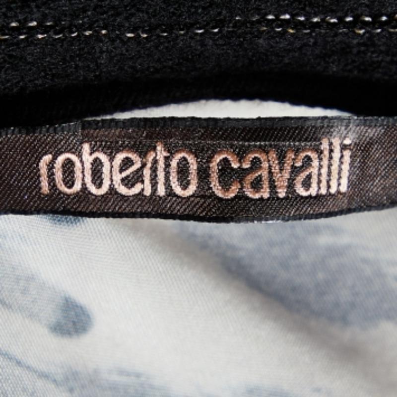 Roberto Cavalli - Mini robe froncée en jersey et laine imprimée d'animaux multicolores S en vente 1