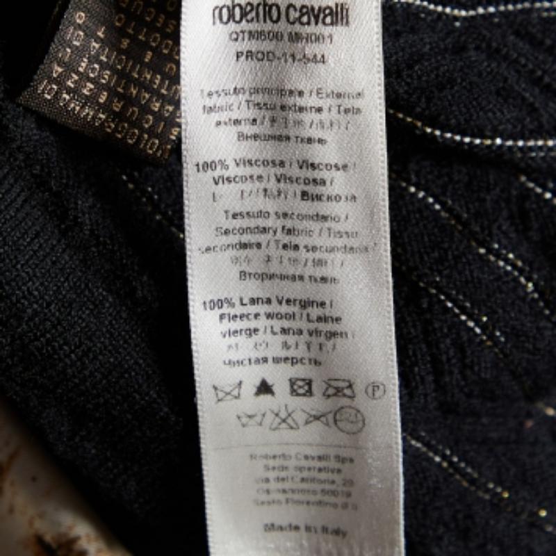 Roberto Cavalli - Mini robe froncée en jersey et laine imprimée d'animaux multicolores S en vente 2