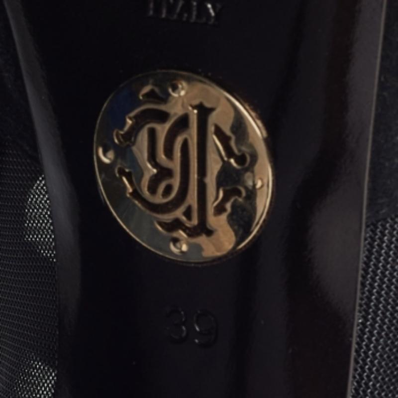 Roberto Cavalli - stivaletti in pelle nera, camoscio e rete - misura 39 in vendita 4