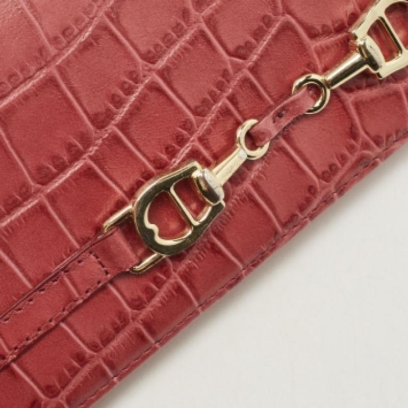 Cartera Continental de Piel de Cocodrilo Rosa Aigner en venta 5