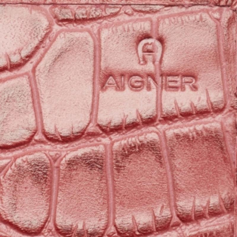 Cartera Continental de Piel de Cocodrilo Rosa Aigner en venta 4