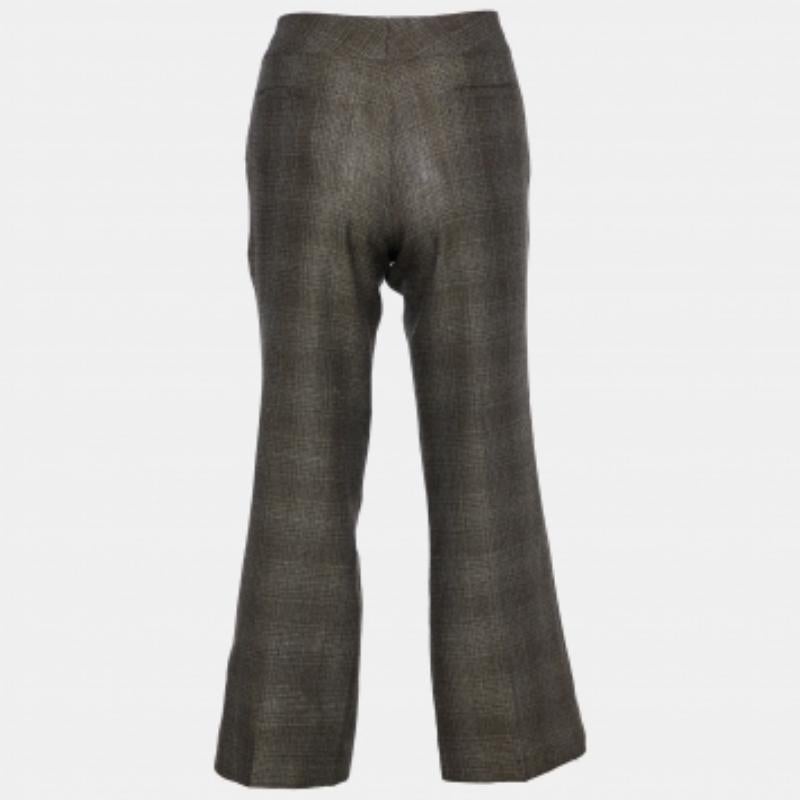 Donna Pantaloni cropped in lana e seta a motivi marroni di Marni S in vendita