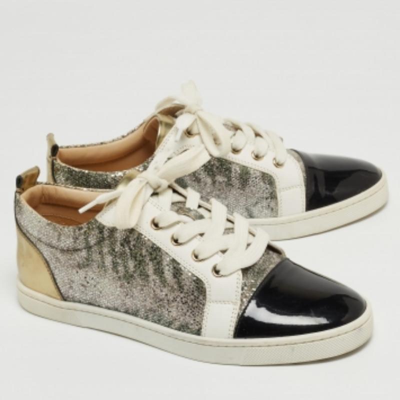 Donna Christian Louboutin Scarpe da Ginnastica Gondoliere in Pelle e Brillantini Misura 36.5 in vendita