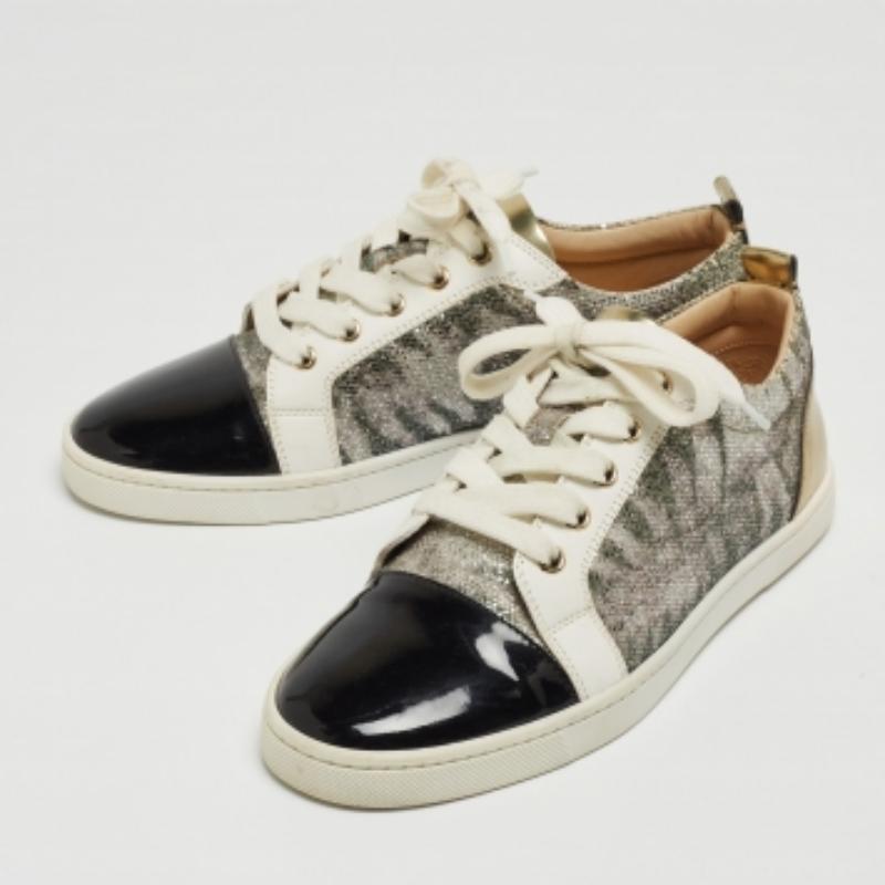 Christian Louboutin Scarpe da Ginnastica Gondoliere in Pelle e Brillantini Misura 36.5 in vendita 2