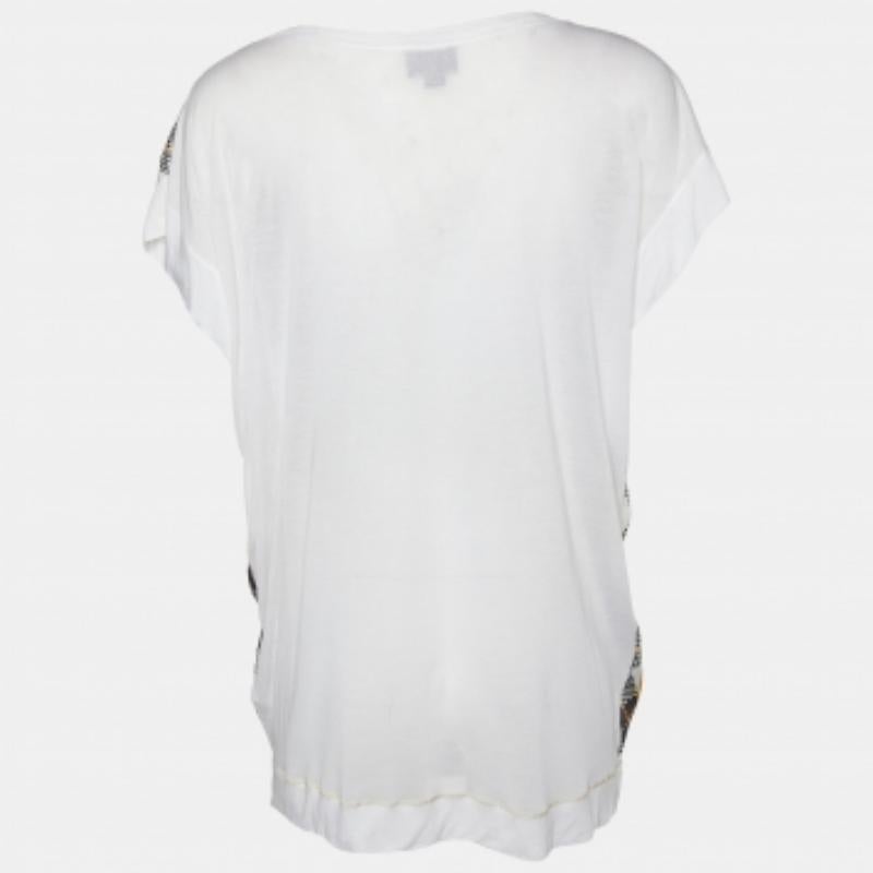 Donna Just Cavalli S.S. White Top oversize in maglia modale stampata in vendita