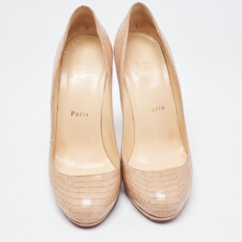 Christian Louboutin Serpiente de Agua Beige Bombas Nuevas Simples Talla 39.5 en venta 3