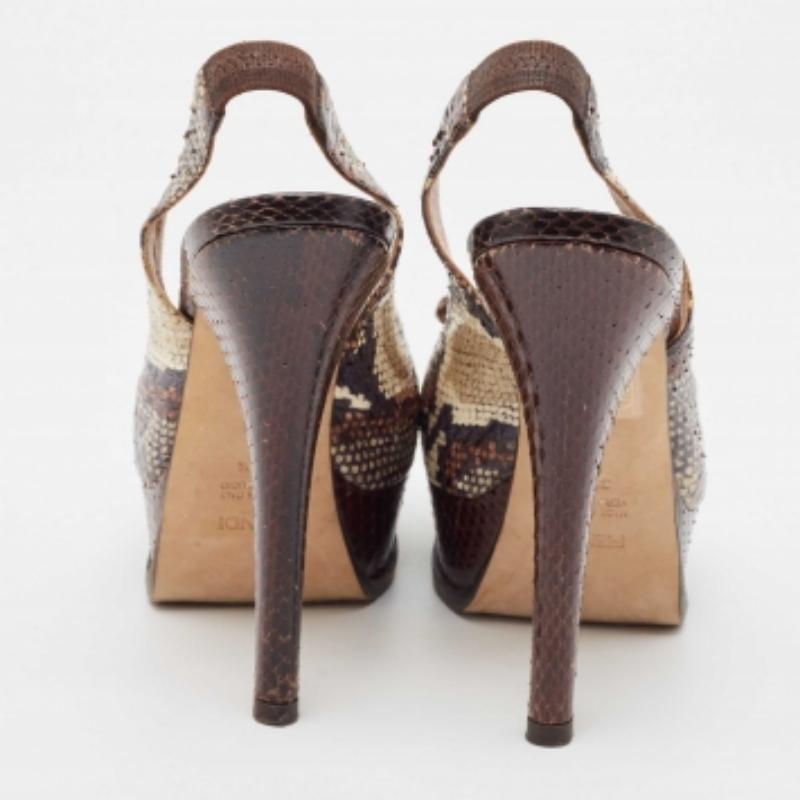 De las mujeres Fendi Tricolor Python Bow Fendista Slingback Pumps Size 39.5 en venta