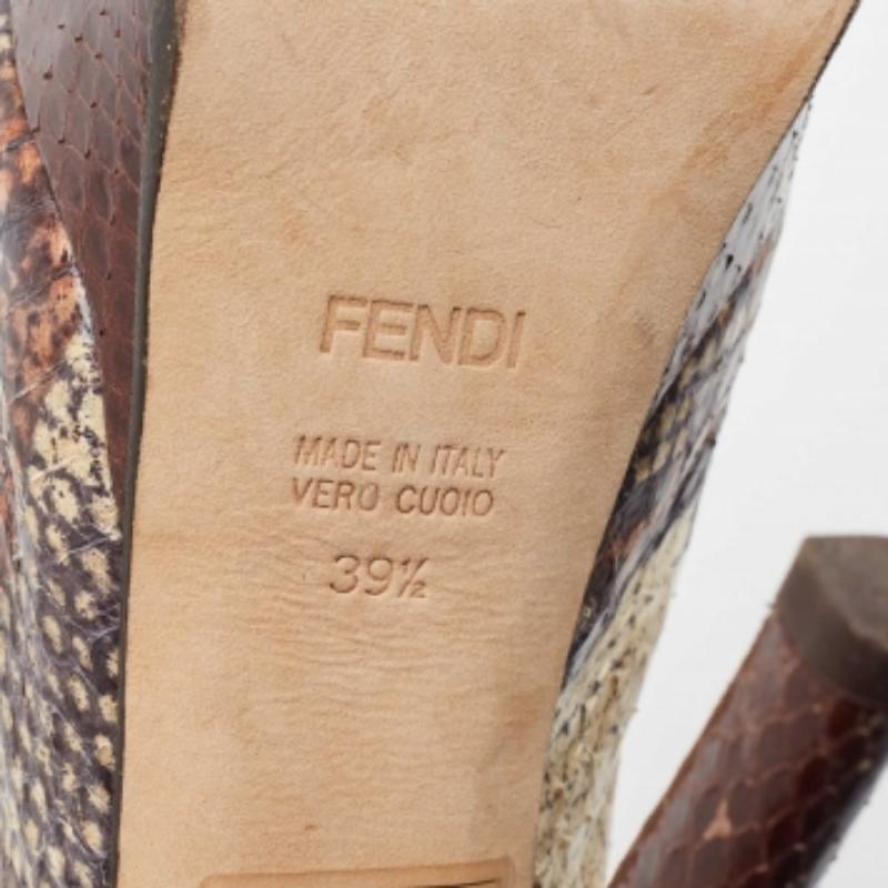 Fendi Tricolor Python Bow Fendista Slingback Pumps Size 39.5 en venta 3