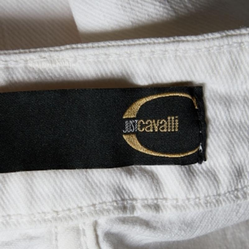 Just Cavalli Weiß Denim Gestickte Tasche Detail Jeans S Taille: 30,5