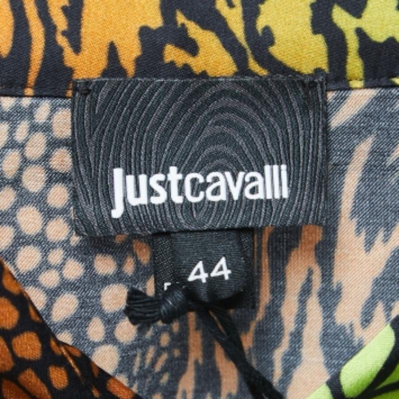 Just Cavalli Camisa de algodón con estampado de reptil multicolor L Marrón en venta