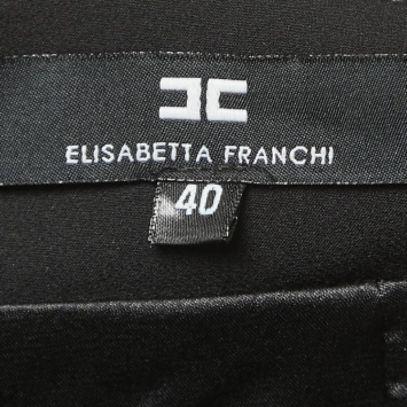 Elisabetta Franchi Pantalones pitillo de cintura alta de crepé elástico negro S Negro en venta