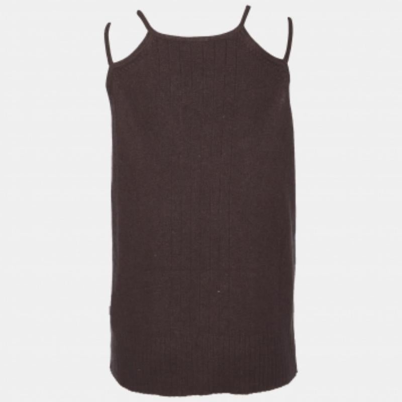 Just Cavalli Camiseta de tirantes de punto de seda marrón con botones L Negro en venta