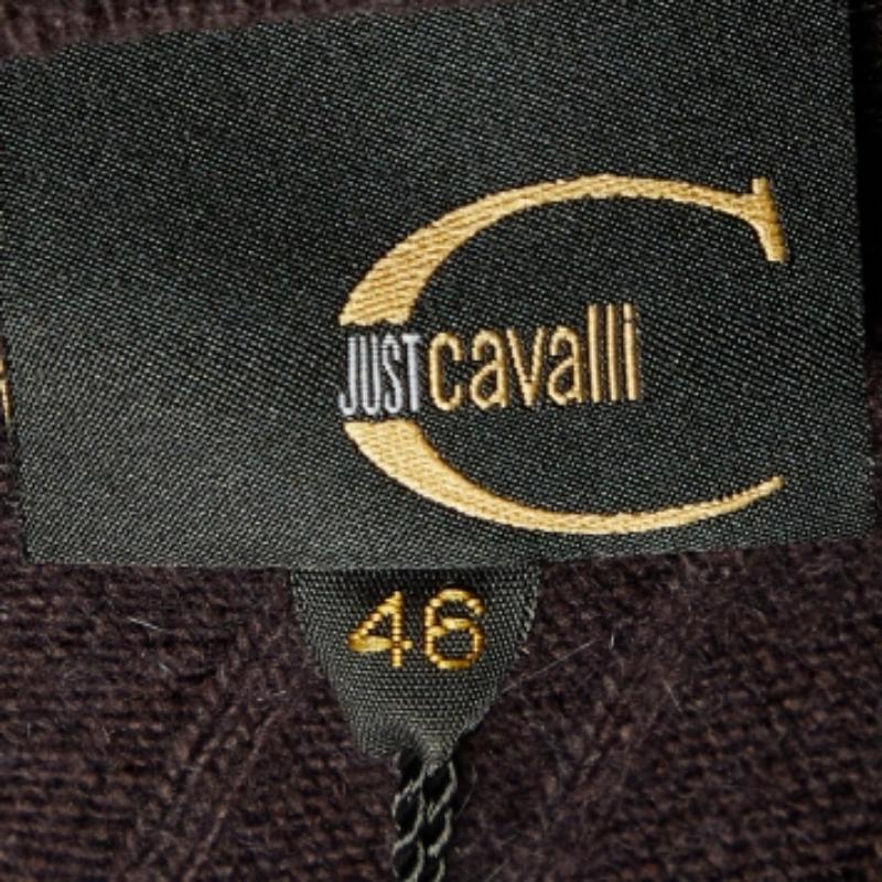 De las mujeres Just Cavalli Camiseta de tirantes de punto de seda marrón con botones L en venta