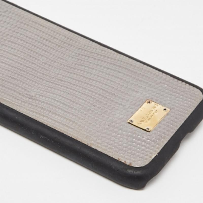 Dolce & Gabbana Housse pour iPhone 6 en cuir gris gaufré au lézard Pour femmes en vente