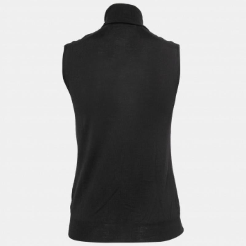 Victoria Beckham - Top sans manches à col roulé en tricot de laine noir S Bon état - En vente à Dubai, Al Qouz 2