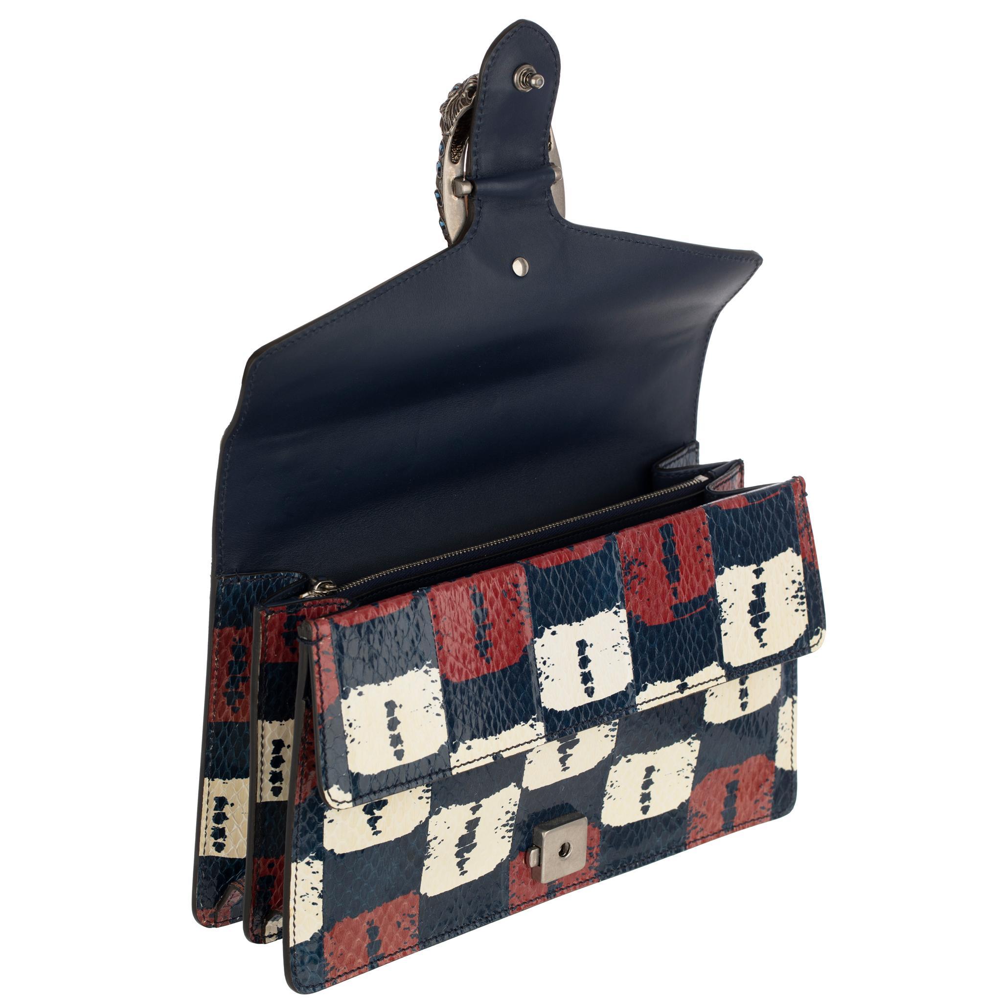 Gucci Dionysus Blau, Rot & Weiß Python Umhängetasche im Angebot 3