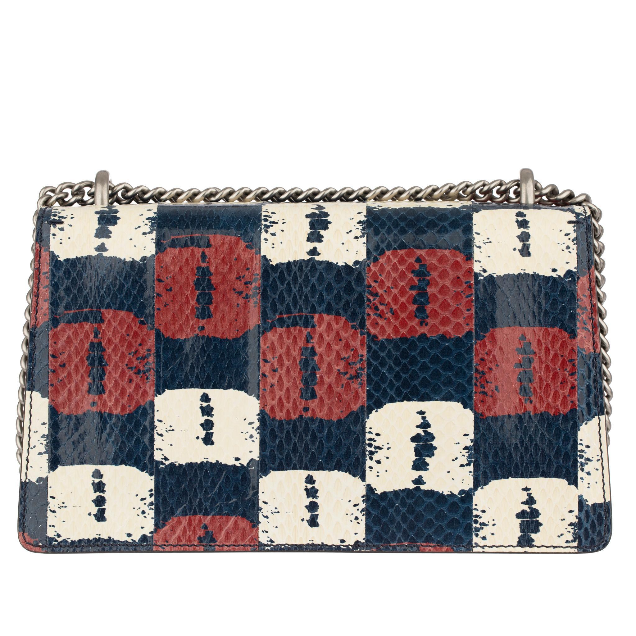 Gucci Dionysus Blau, Rot & Weiß Python Umhängetasche im Angebot 5