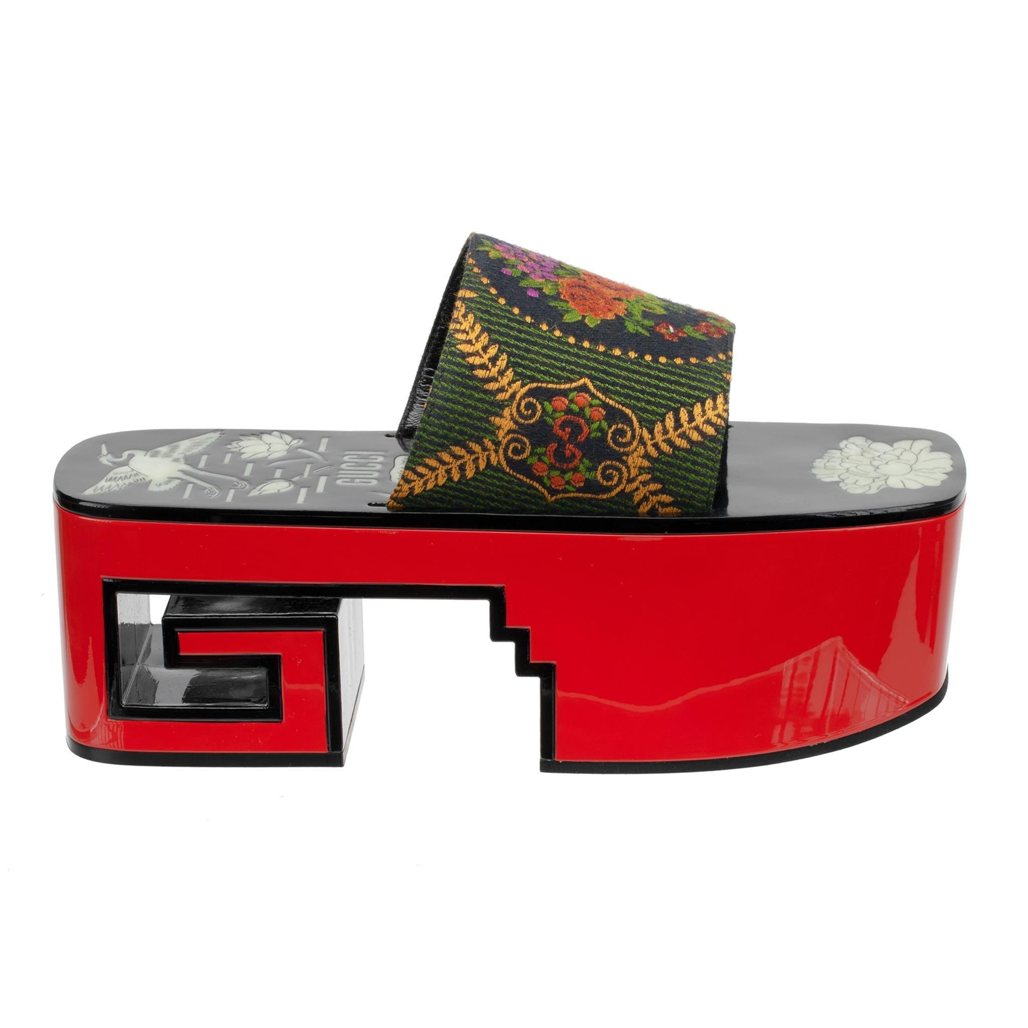 Gucci Plataforma Rosa Slides Rojo 38 IT en venta 5