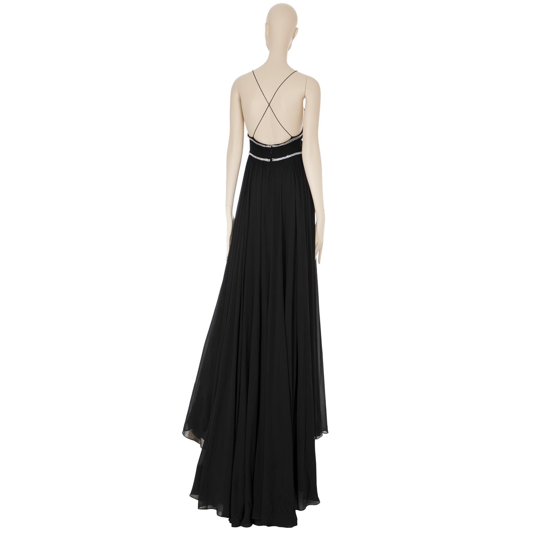 Saint Laurent Schwarzes Abendkleid mit Kristalldetails 38 FR im Angebot 3