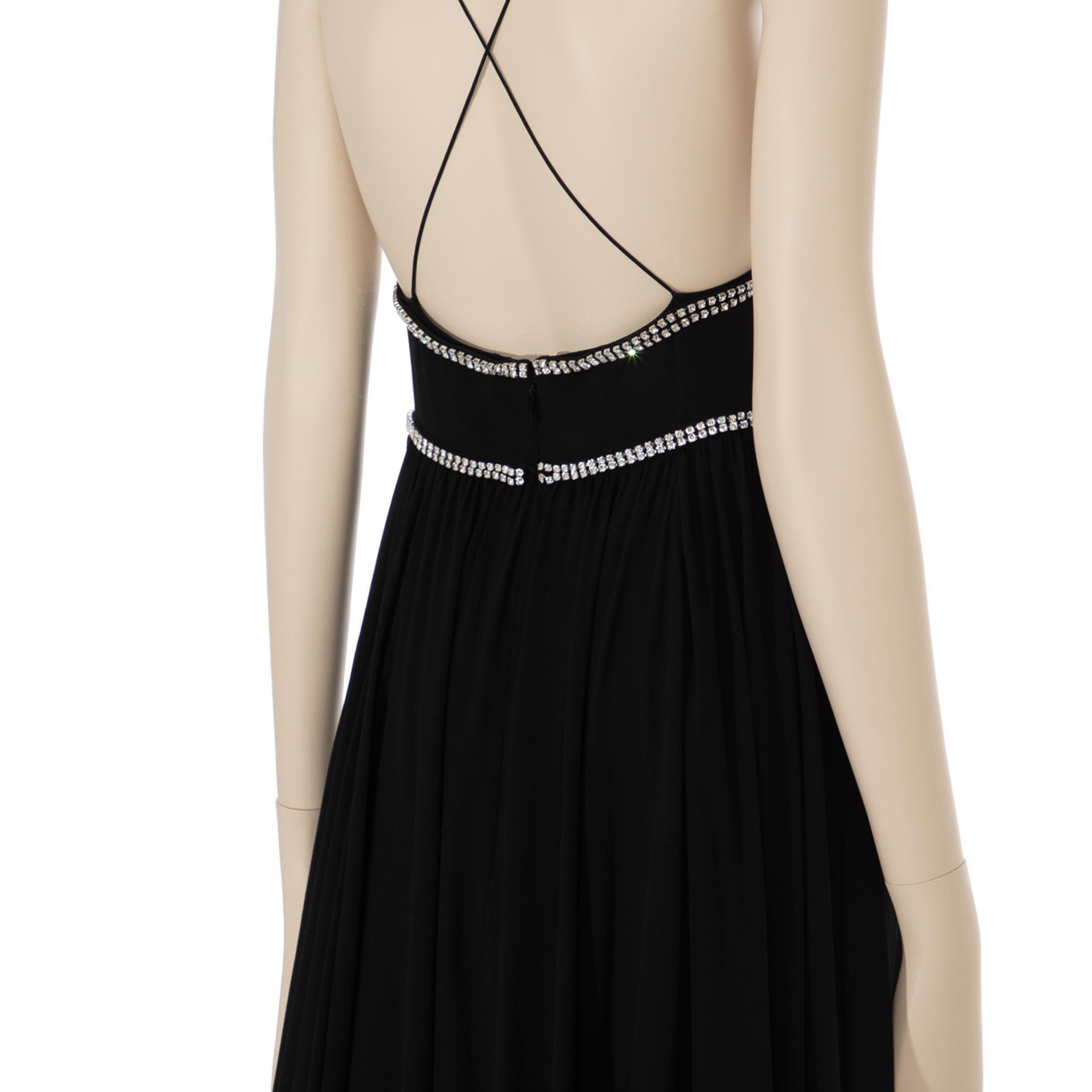 Saint Laurent Schwarzes Abendkleid mit Kristalldetails 38 FR im Angebot 5