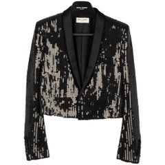 Yves Saint Laurent Veste de soirée à paillettes noir 36 Fr