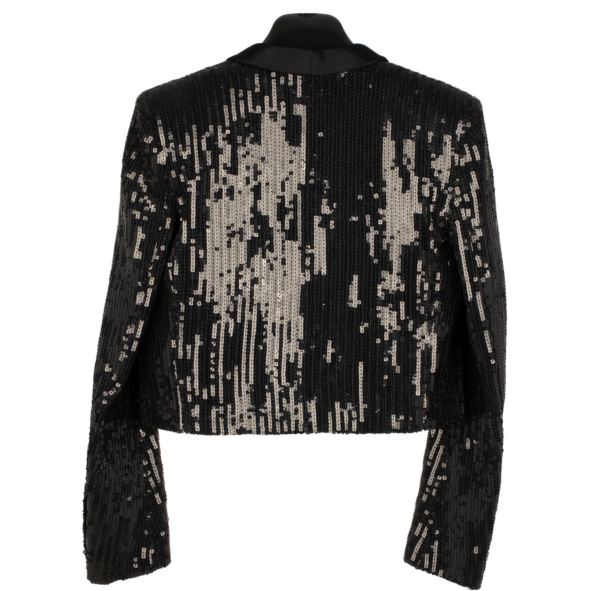 Yves Saint Laurent Veste de soirée à paillettes noir 36 Fr en vente 1