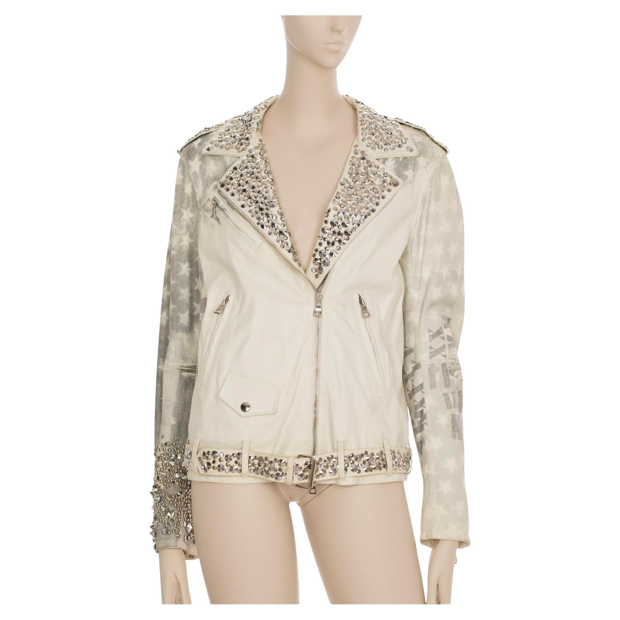 Balmain By Christophe Decarnin Studded Leather Biker Jacket 42 FR