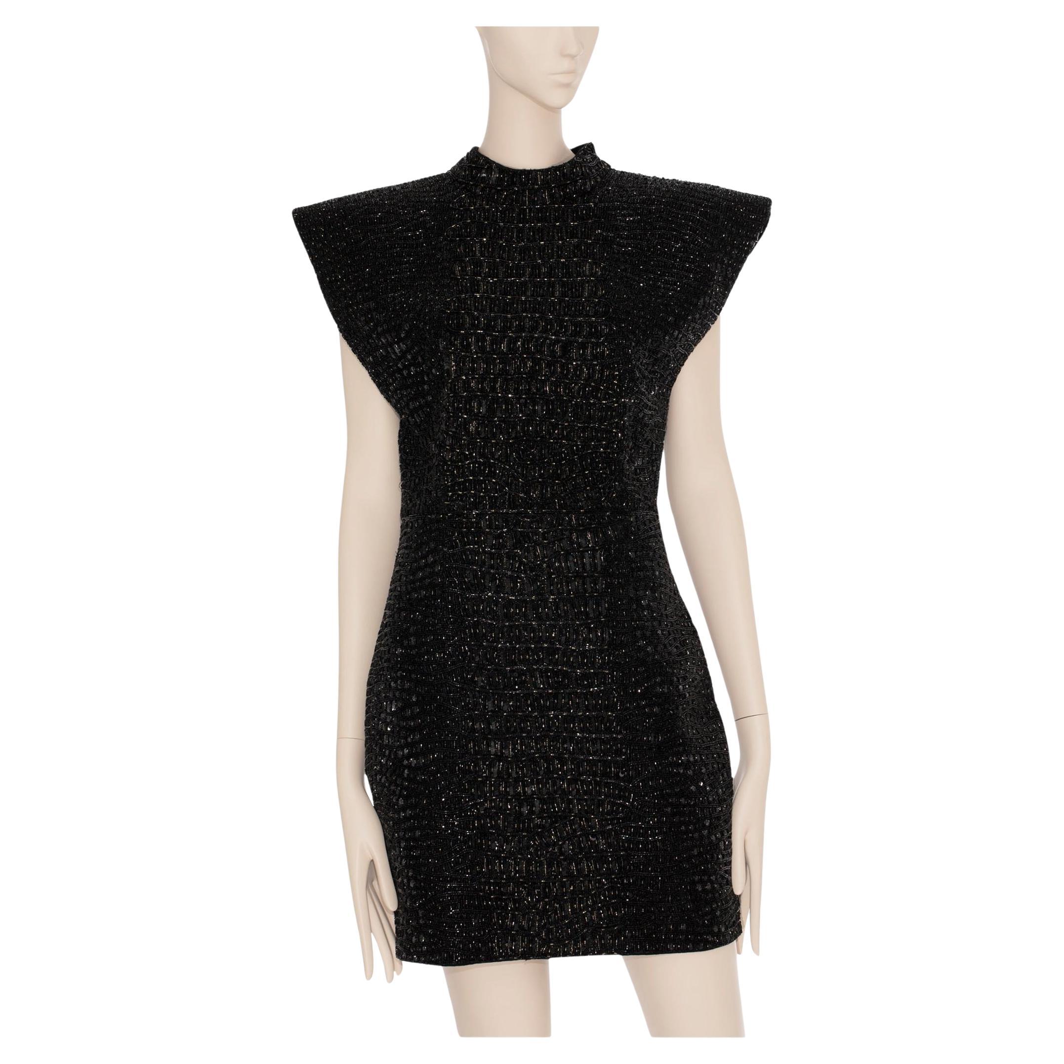Yves Saint Laurent Couture Robe de soirée noire avec perles en crocodile 36 Fr en vente