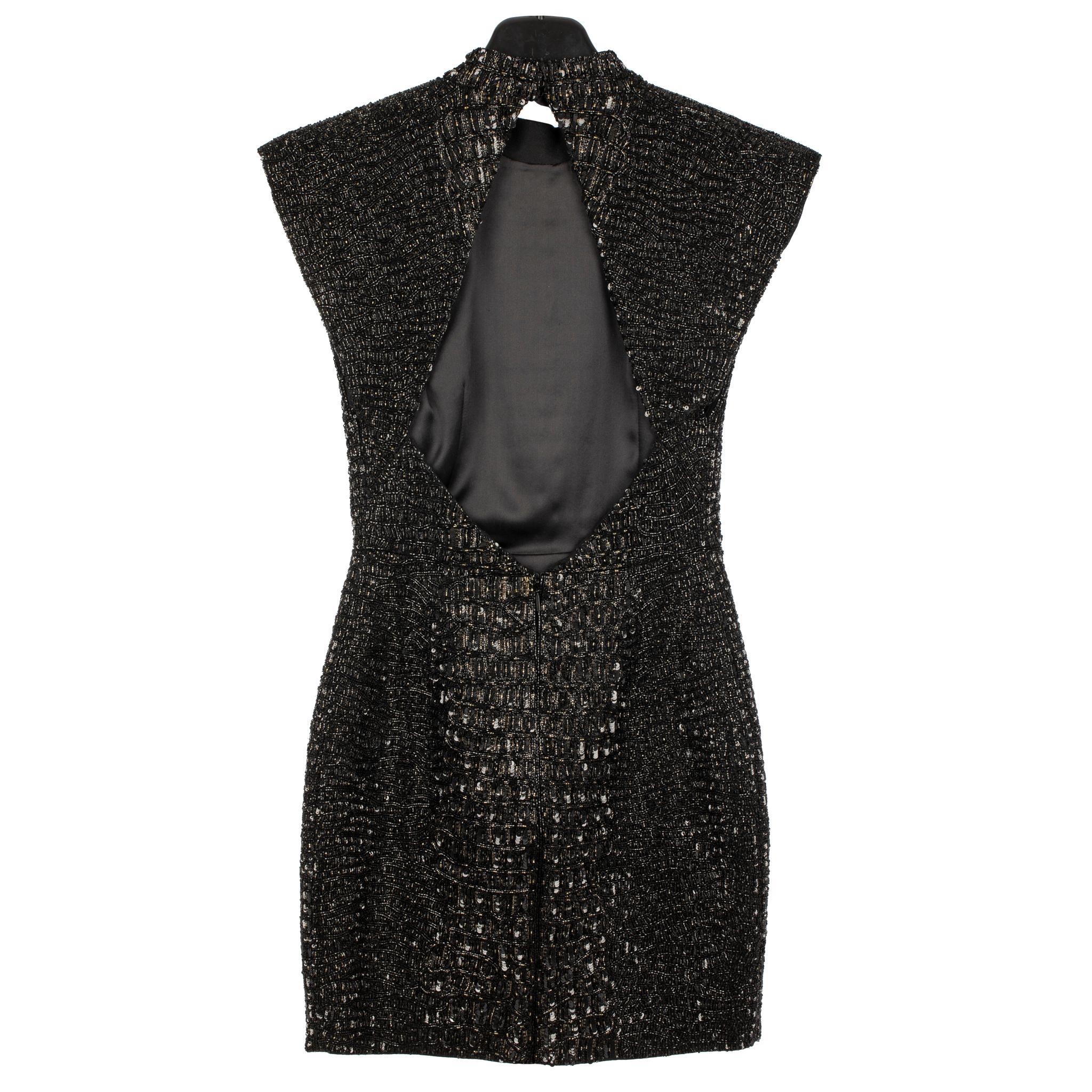 Yves Saint Laurent Couture Robe de soirée noire avec perles en crocodile 36 Fr en vente 7