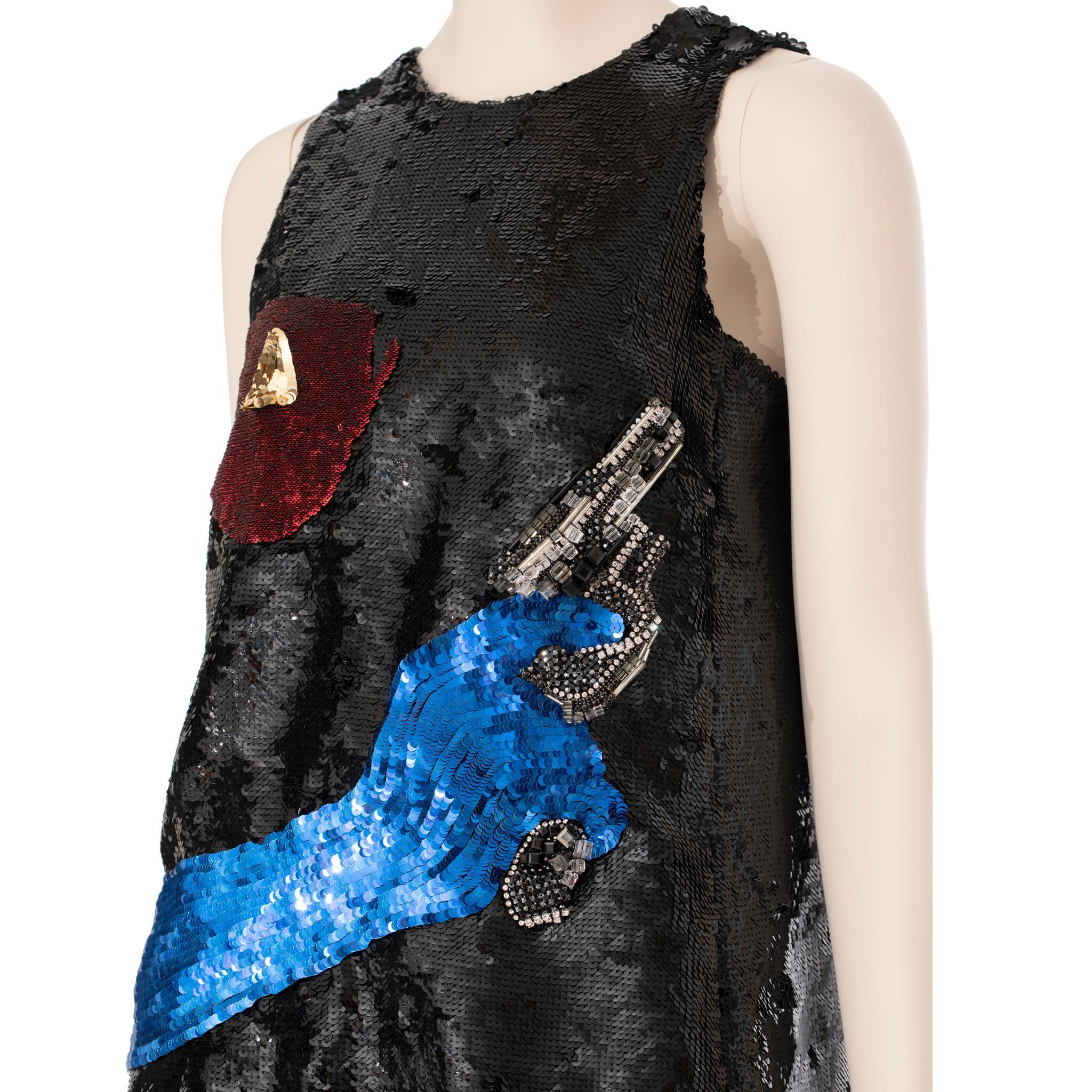 Saint Laurent X Baldessari & Hedi Slimane Mini robe à sequins Look #13 en vente 2