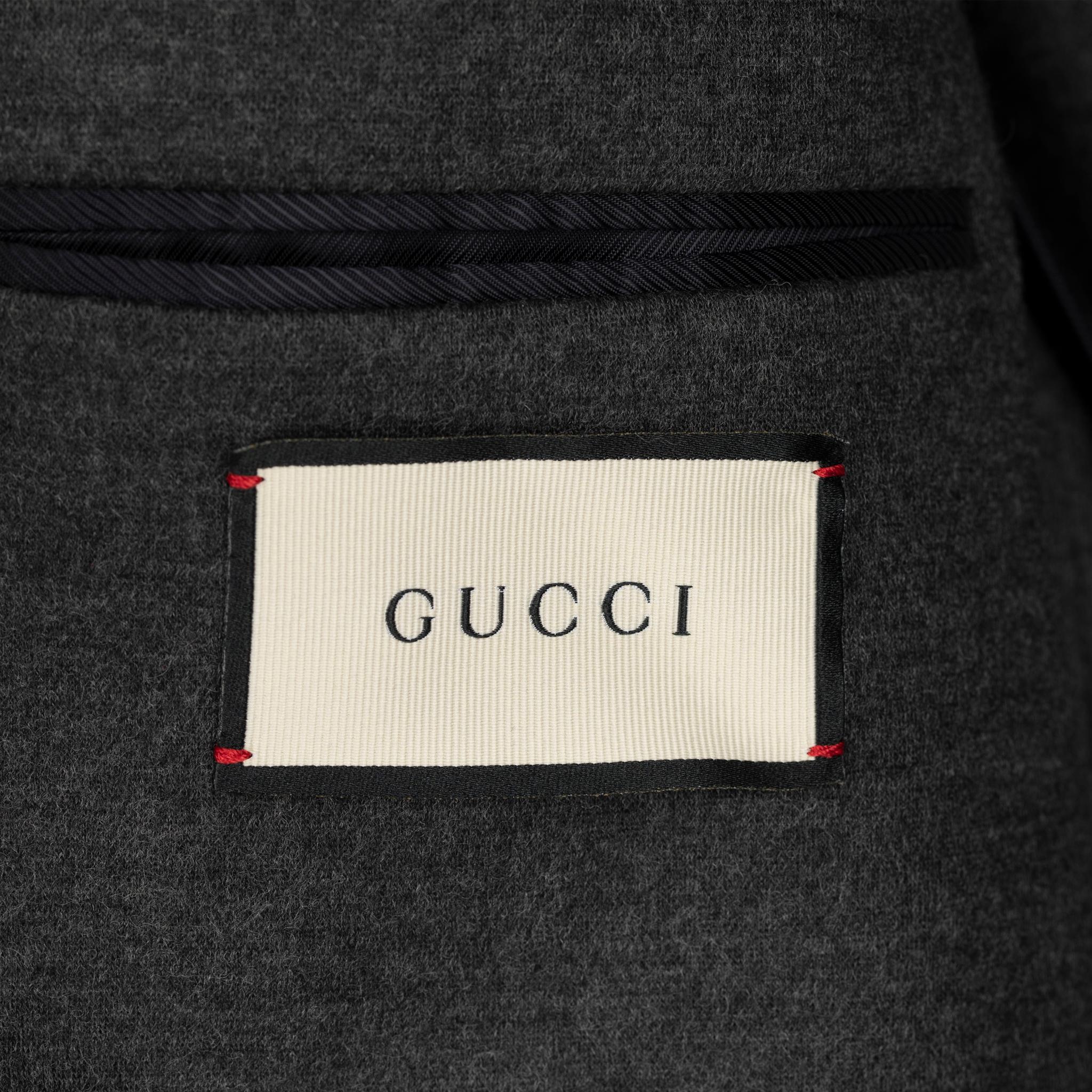 Gucci Uomo Blazer grigio con ricamo floreale 48 IT in vendita 1