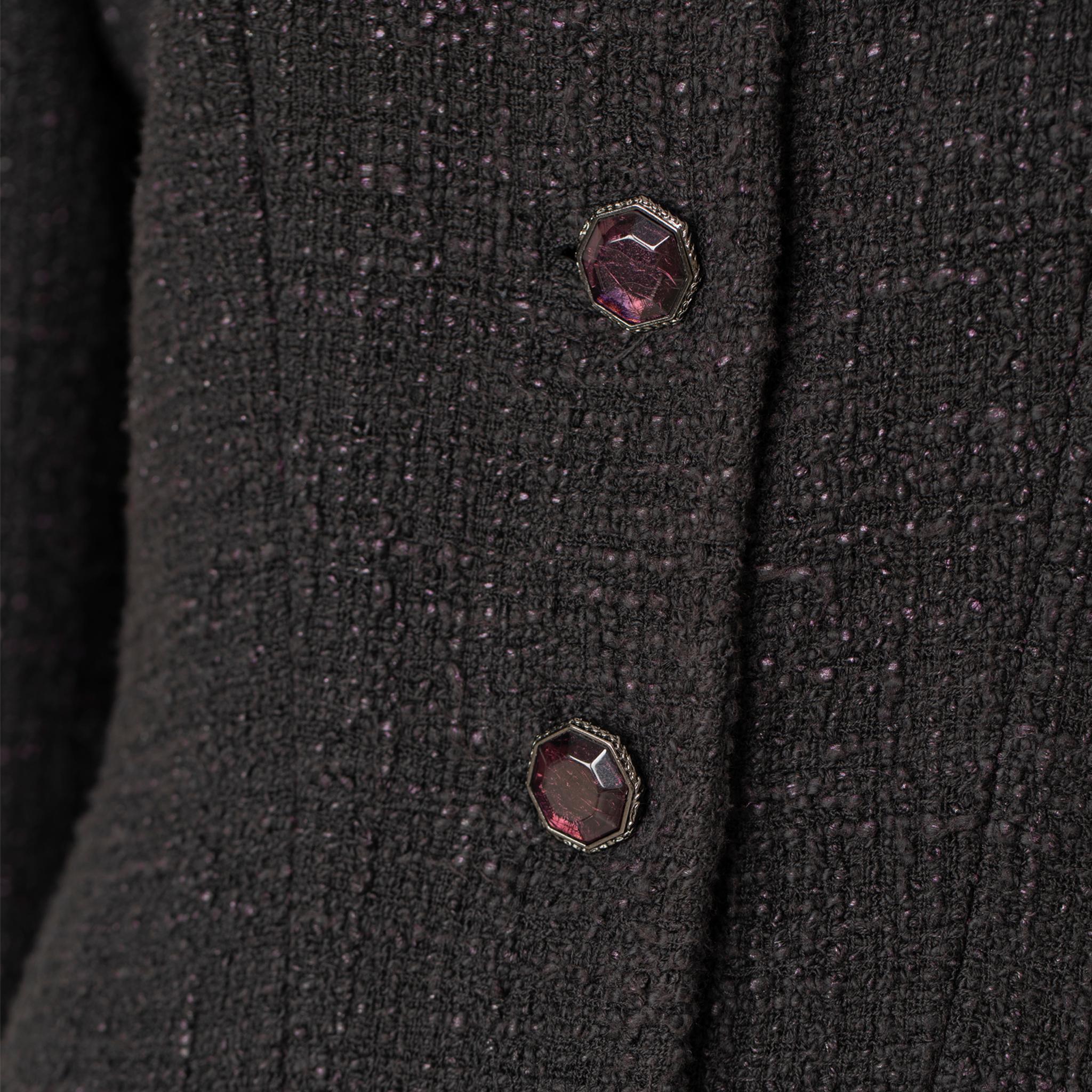 Chanel Tweed Multi-button Crew Neck Jacket 40 FR en vente 1
