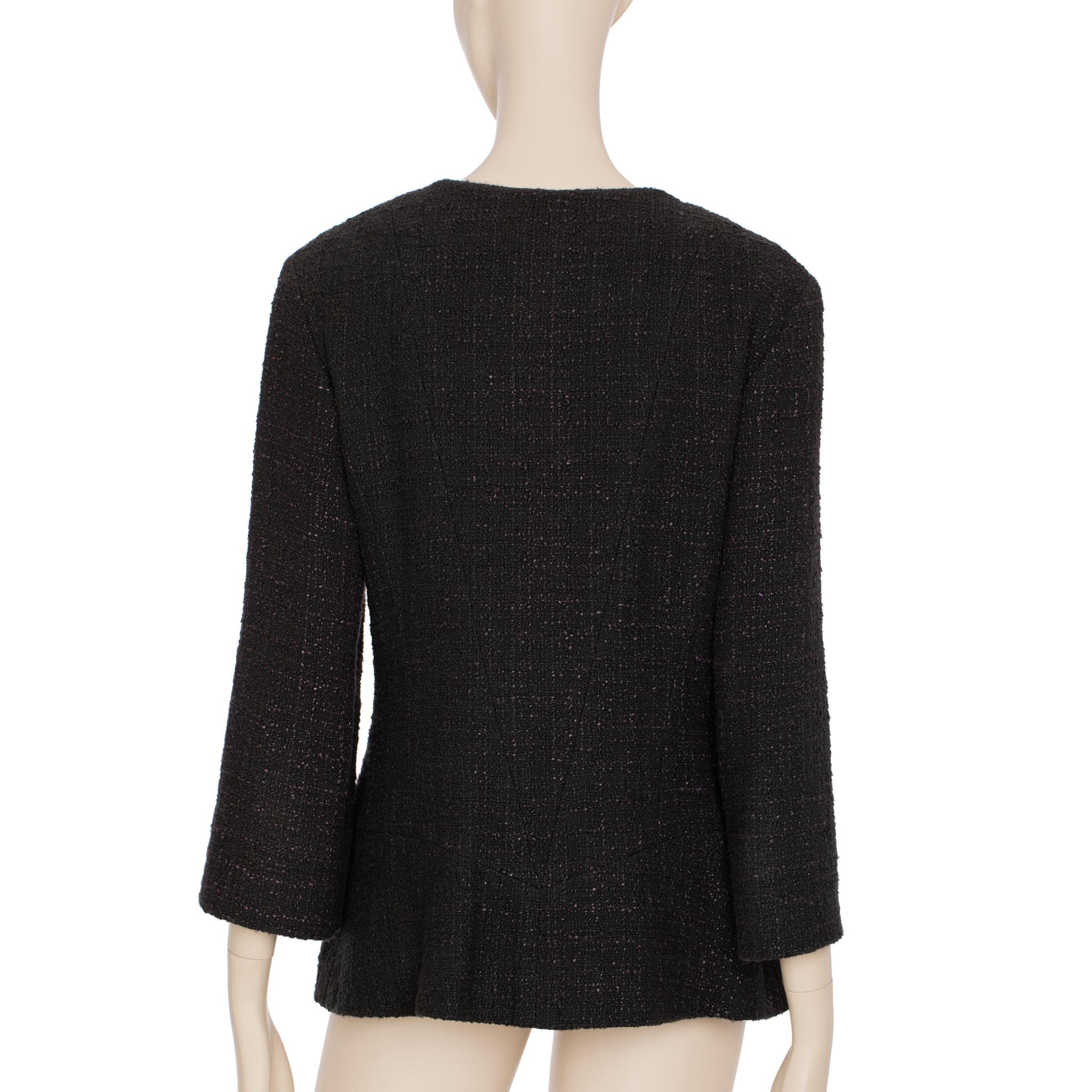 Chanel Tweed Multi-button Crew Neck Jacket 40 FR en vente 3