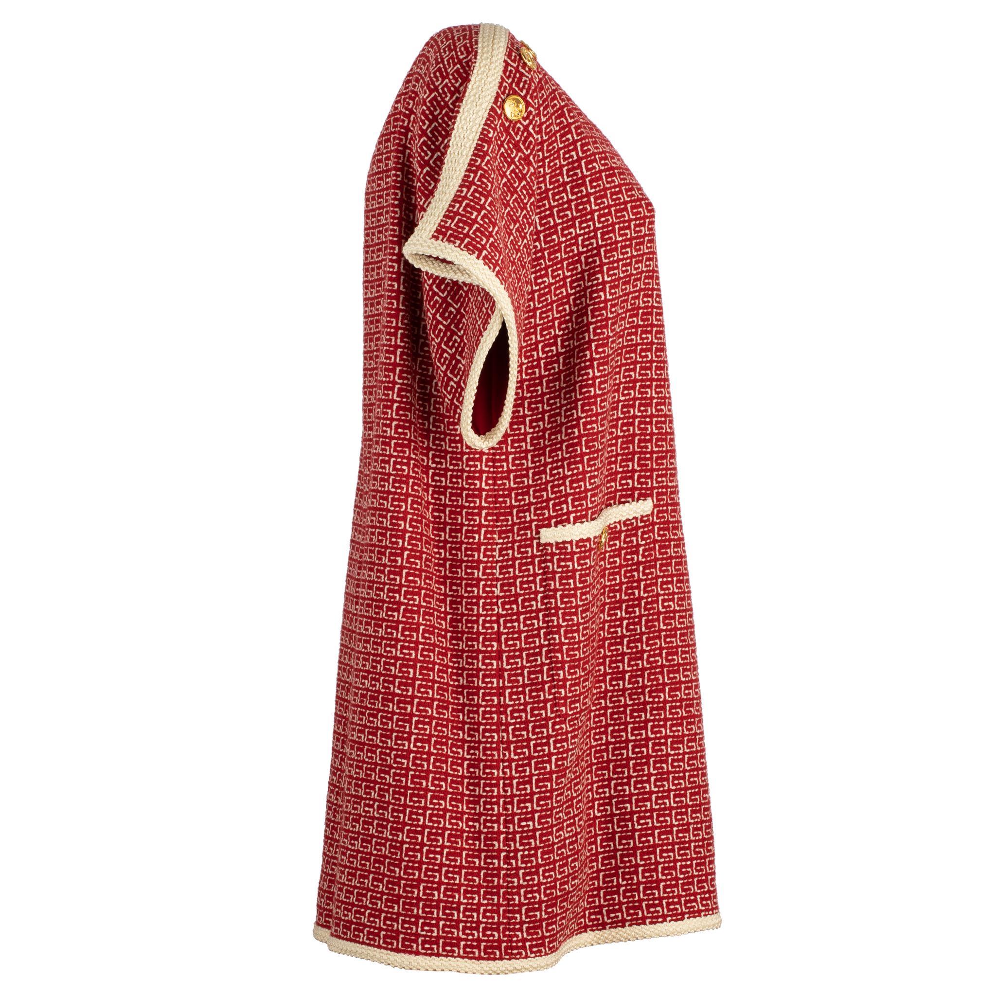 Gucci Tweed Rot & Off-White Tunikakleid 38 IT im Angebot 9