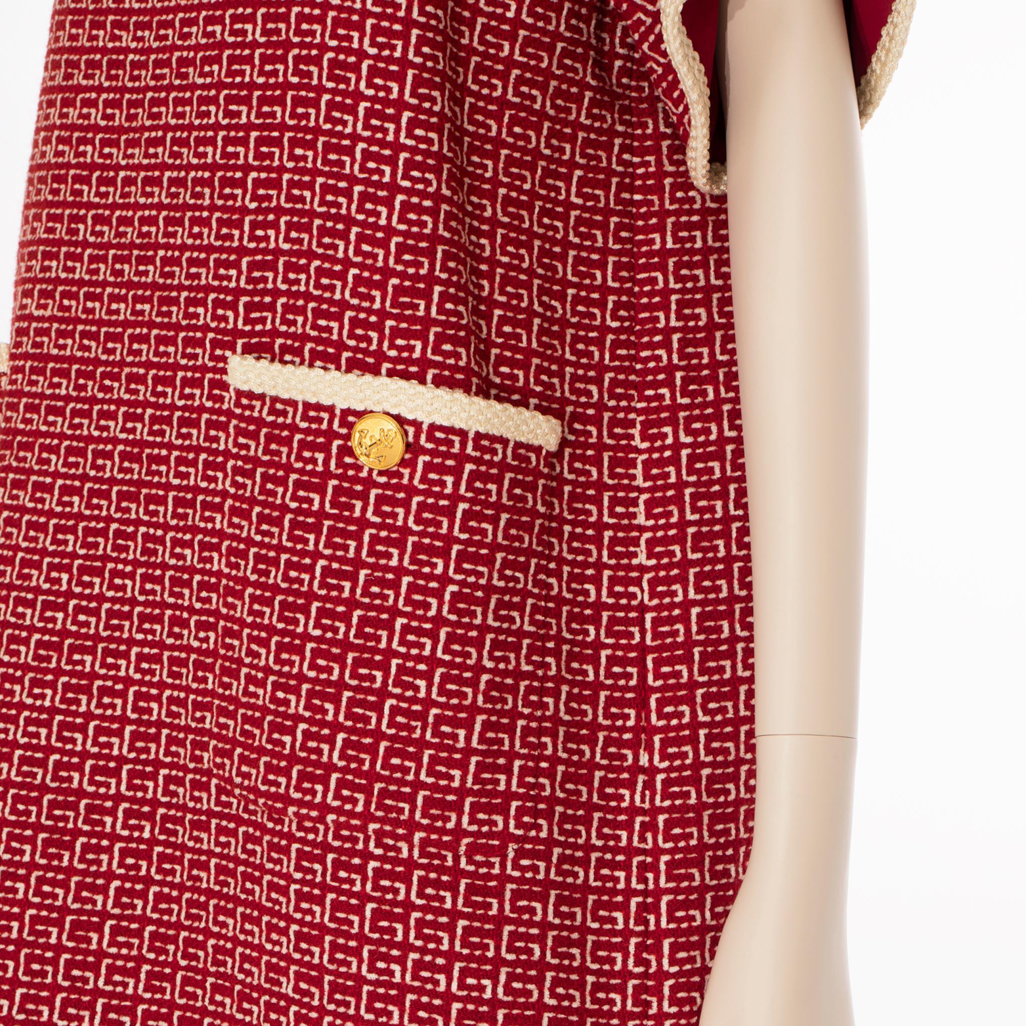 Gucci Tweed Rot & Off-White Tunikakleid 38 IT im Angebot 5